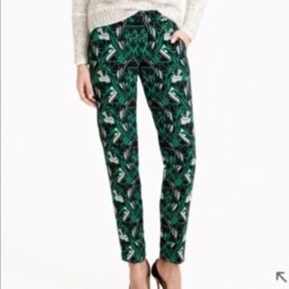 J. Crew Floral Pull-On Slim Fit Tuxedo Ankle Pants Women's Size 2 - Picture 1 of 9